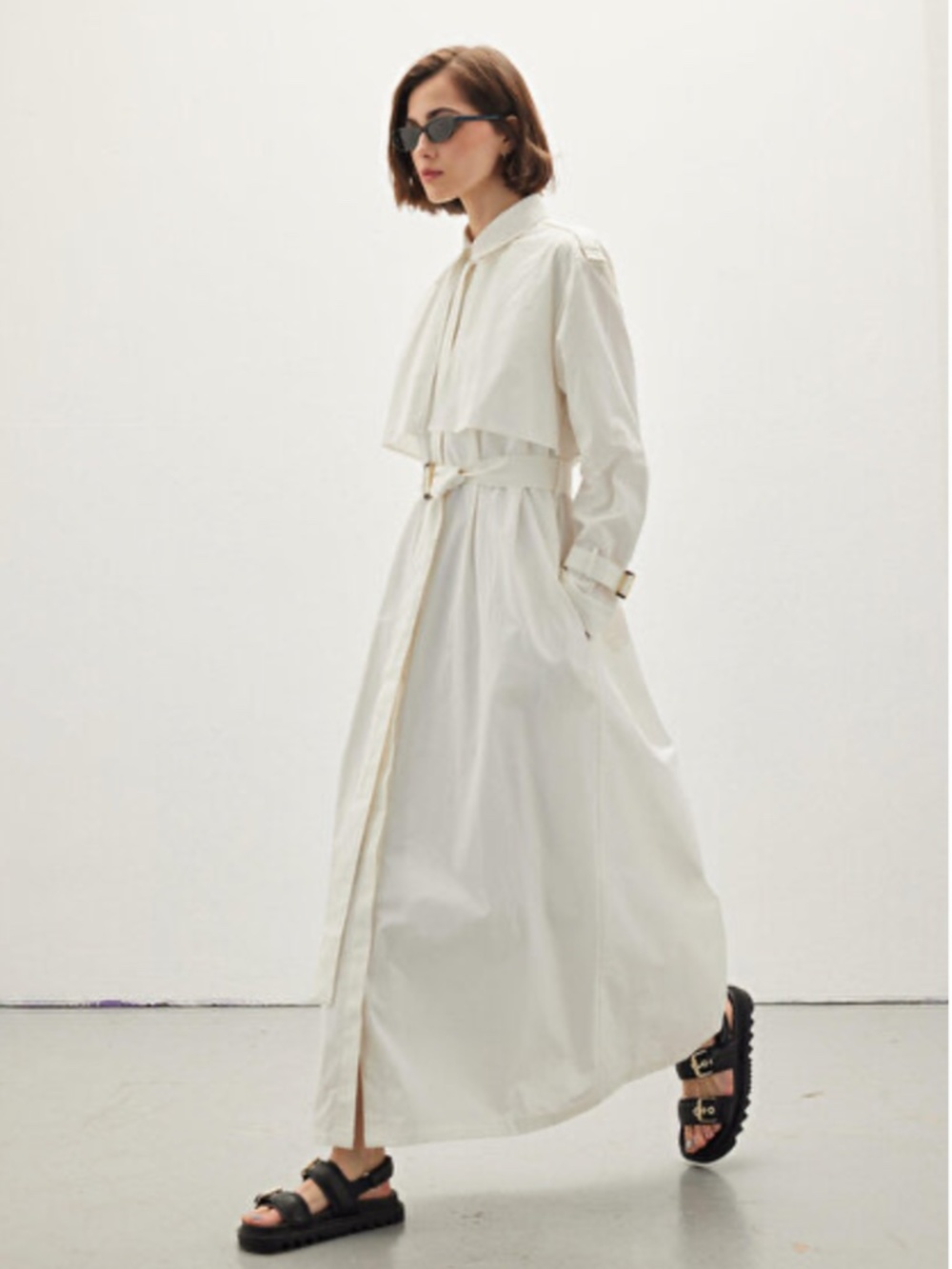 Manuka - Ecru / Ivory Trench Dress - Maxi